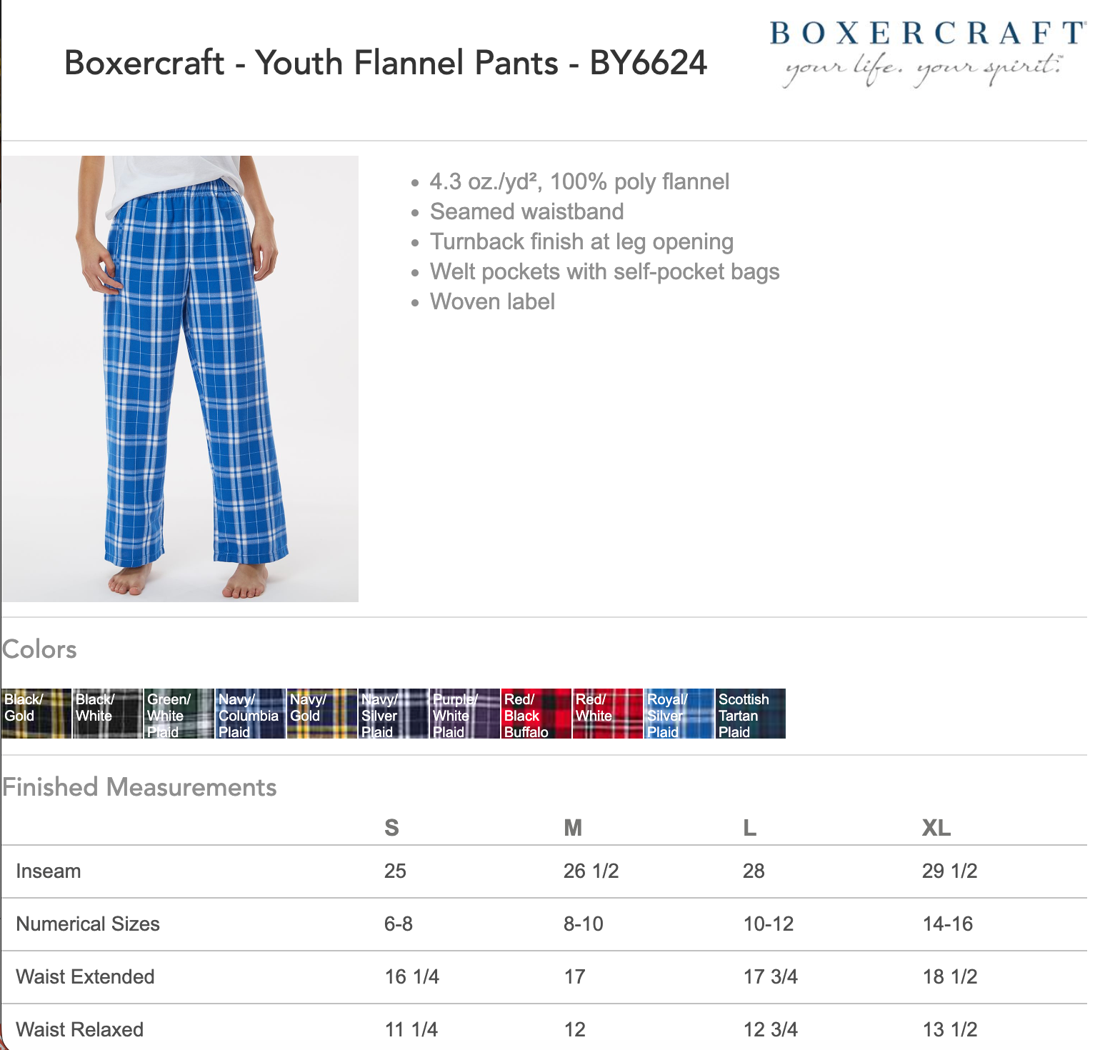 Navy & Gold Flannel Pants (Youth)